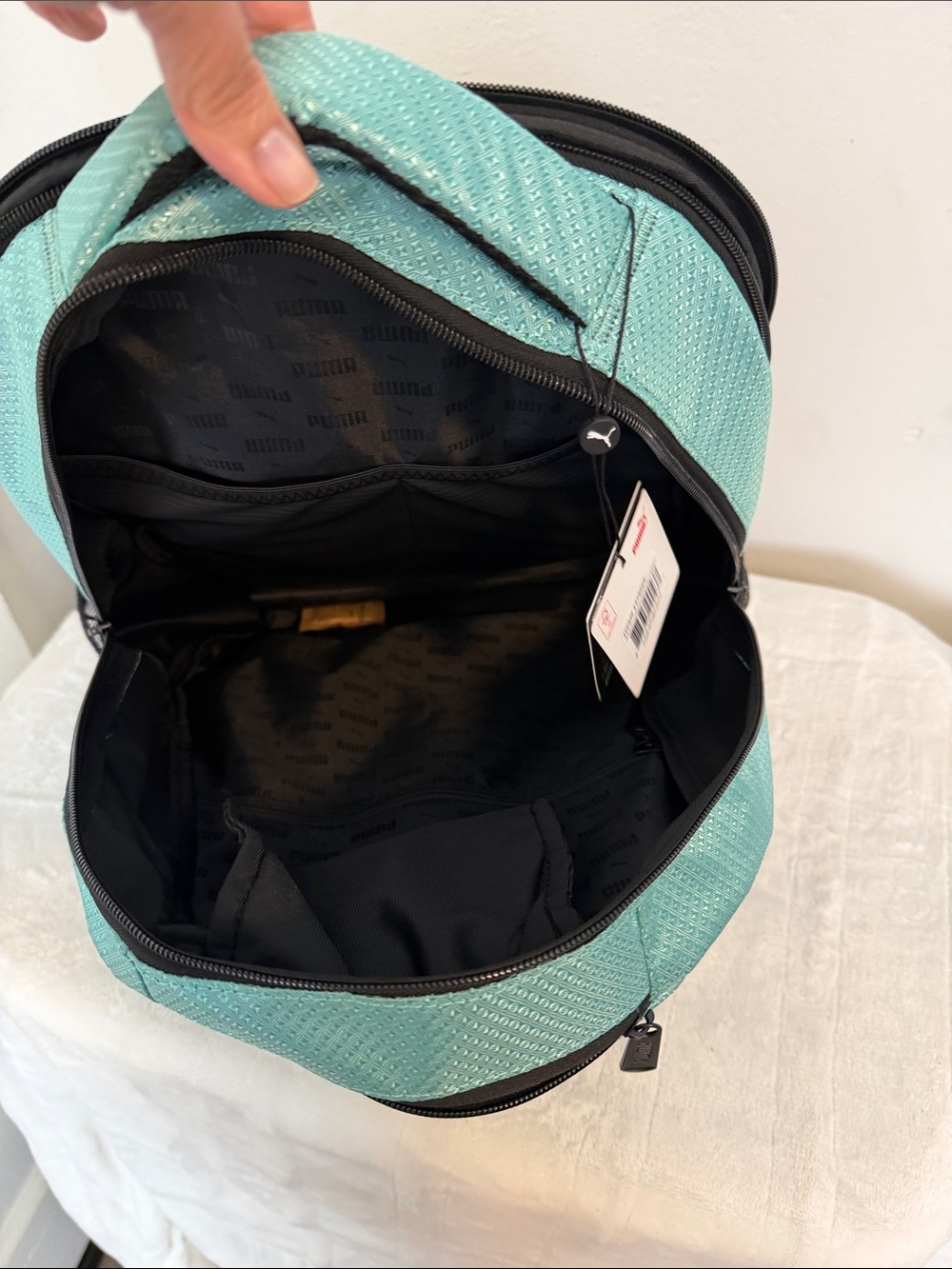 Puma Teal and Black Backpack with White Logo - Picture 4 of 10